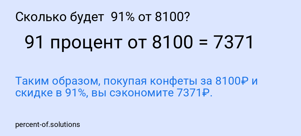 Сколько будет  91% от 8100?
