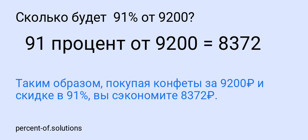 Сколько будет  91% от 9200?