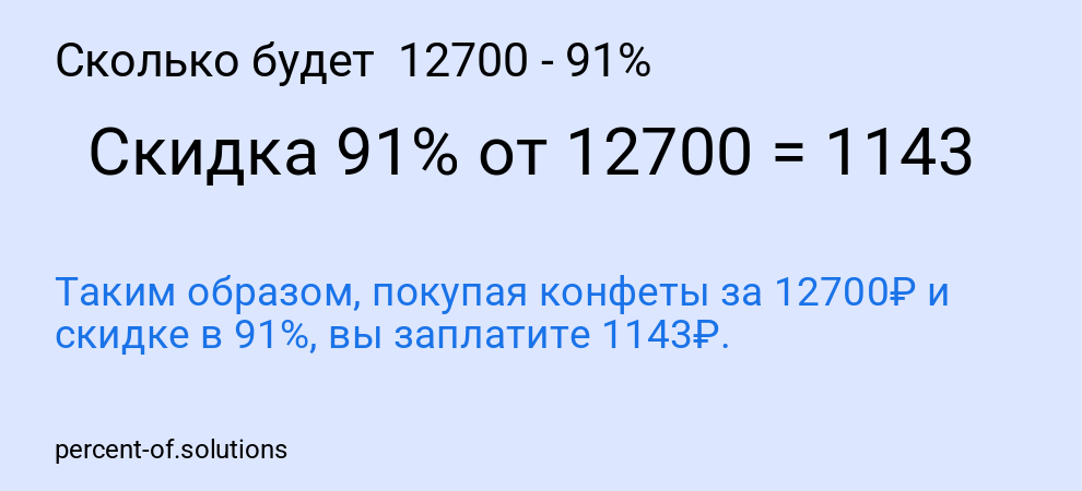 Сколько будет 12700 - 91%