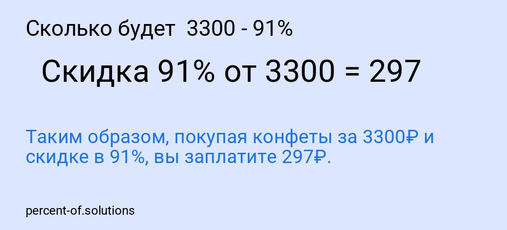 Сколько будет  3300 - 91%