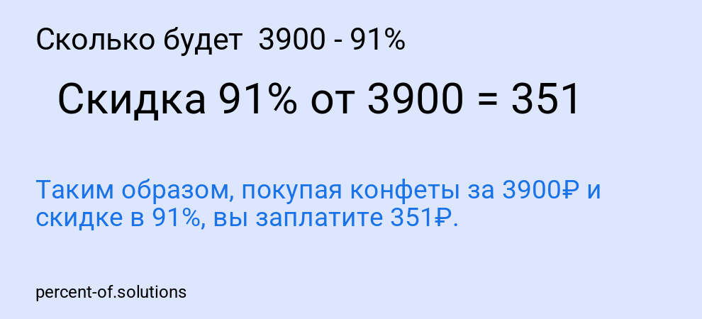 Сколько будет  3900 - 91%