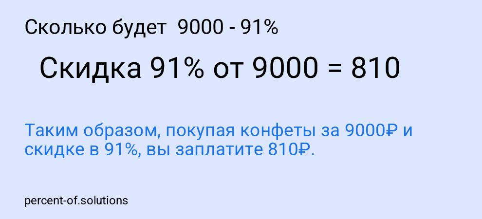 Сколько будет 9000 - 91%