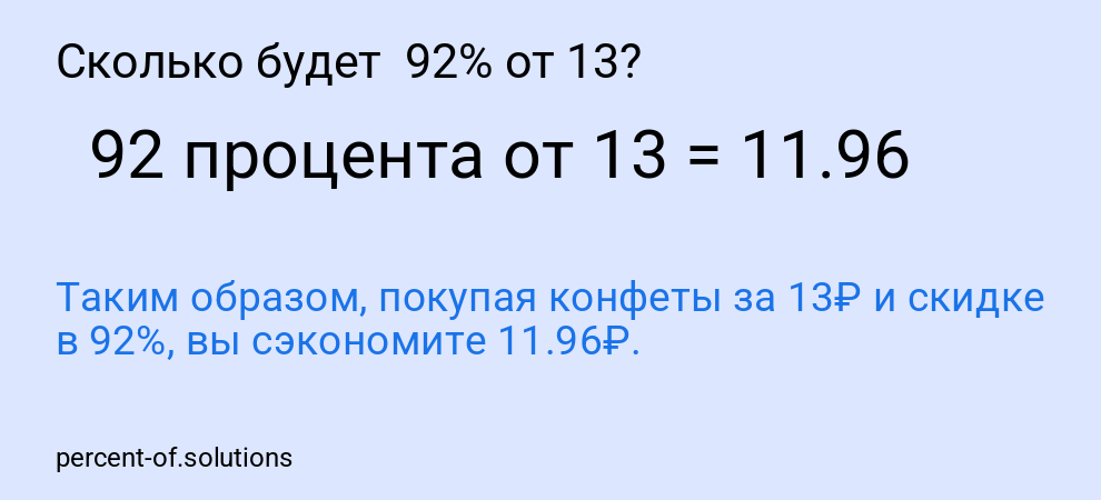 Сколько будет  92% от 13?