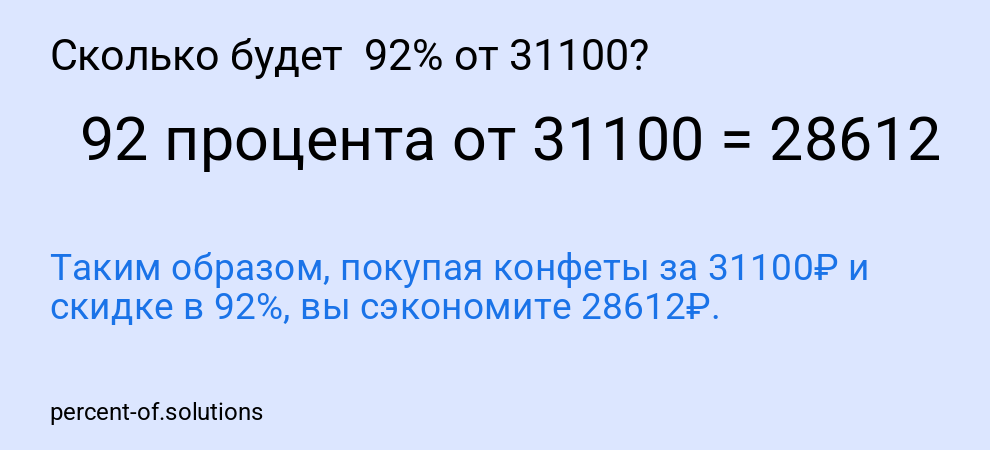 Сколько будет  92% от 31100?