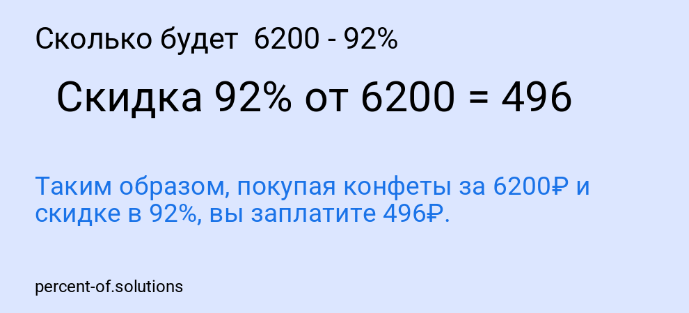 Сколько будет 6200 - 92%