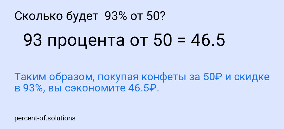Сколько будет 93% от 50?
