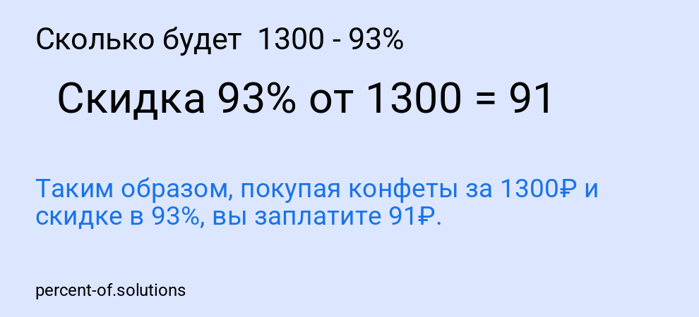 Сколько будет  1300 - 93%