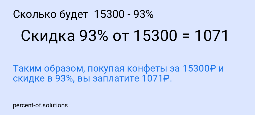 Сколько будет  15300 - 93%