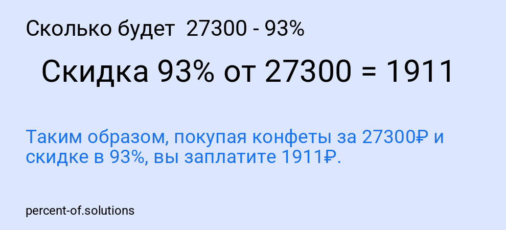 Сколько будет 27300 - 93%