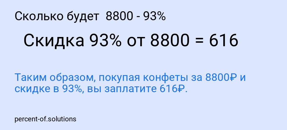 Сколько будет  8800 - 93%
