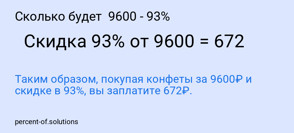 Сколько будет 9600 - 93%
