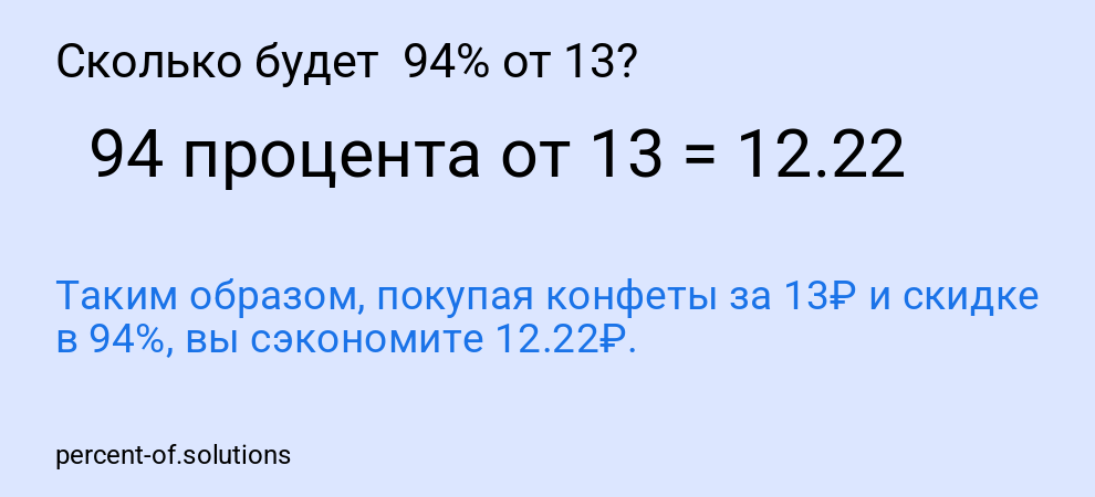 Сколько будет  94% от 13?