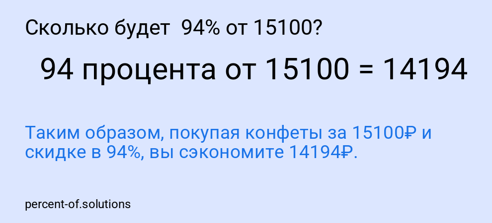 Сколько будет  94% от 15100?