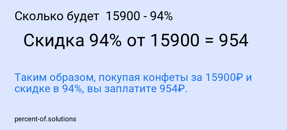 Сколько будет 15900 - 94%