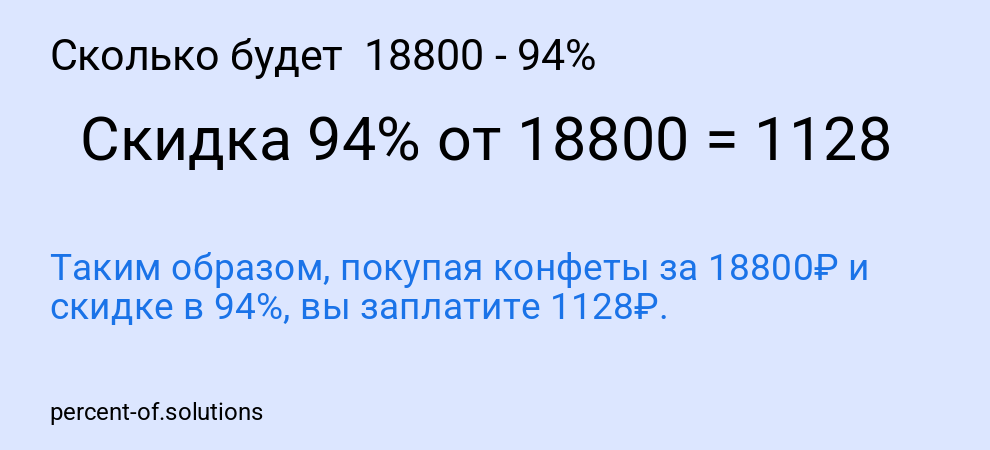 Сколько будет 18800 - 94%