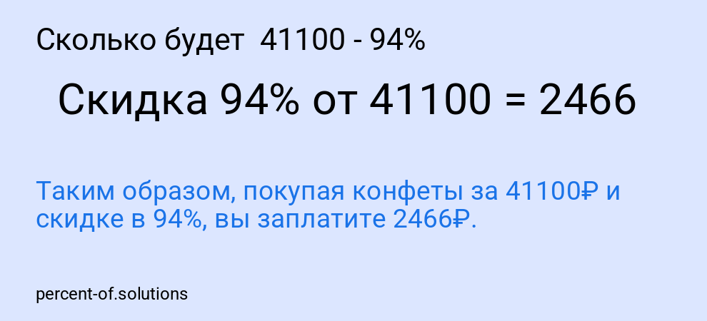 Сколько будет  41100 - 94%