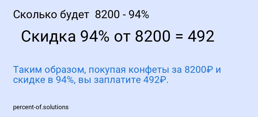 Сколько будет  8200 - 94%