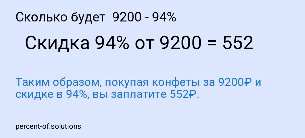 Сколько будет 9200 - 94%