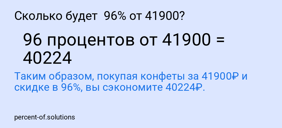 Сколько будет  96% от 41900?