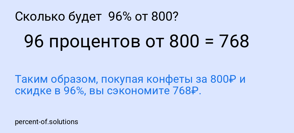 Сколько будет  96% от 800?