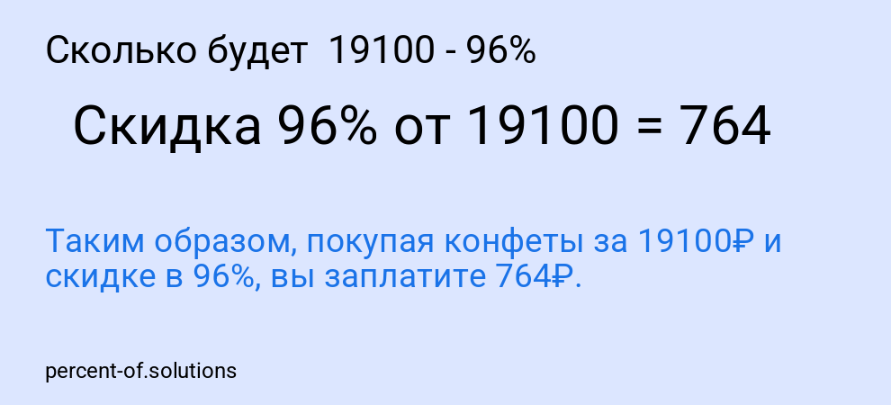 Сколько будет 19100 - 96%