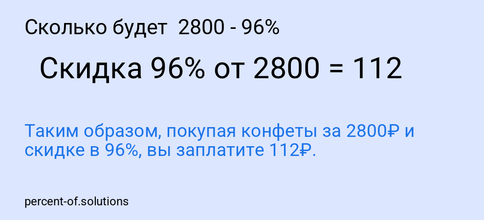 Сколько будет 2800 - 96%