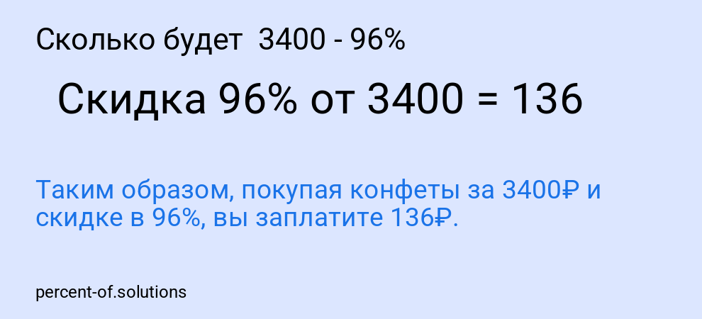 Сколько будет  3400 - 96%