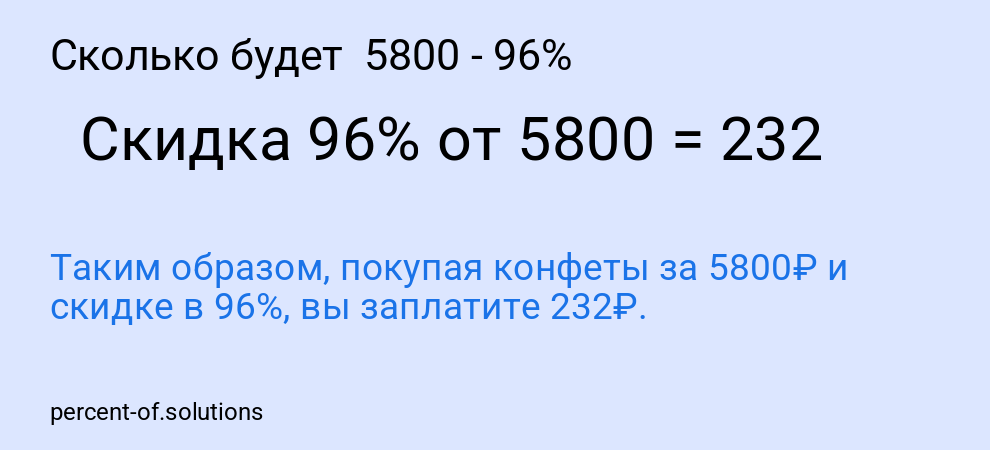 Сколько будет  5800 - 96%