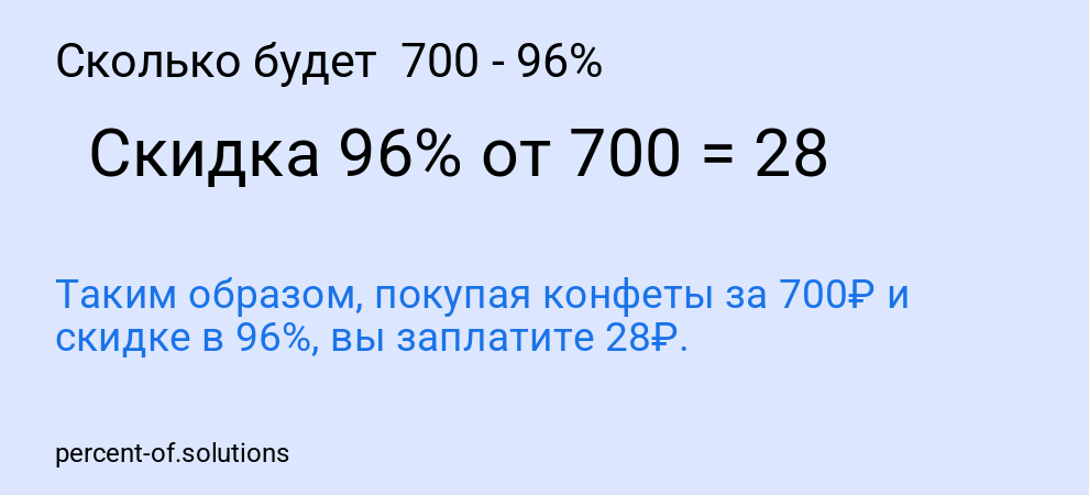 Сколько будет 700 - 96%