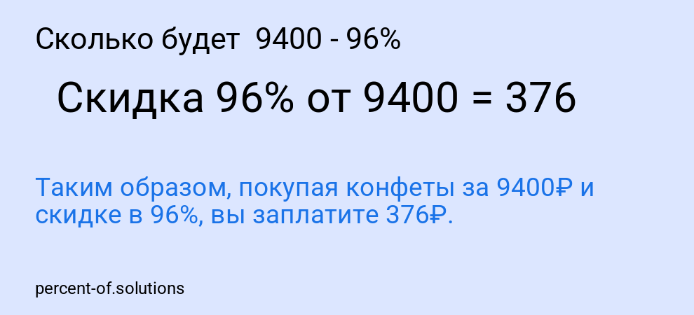 Сколько будет  9400 - 96%