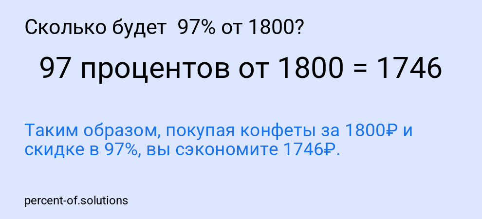 Сколько будет  97% от 1800?