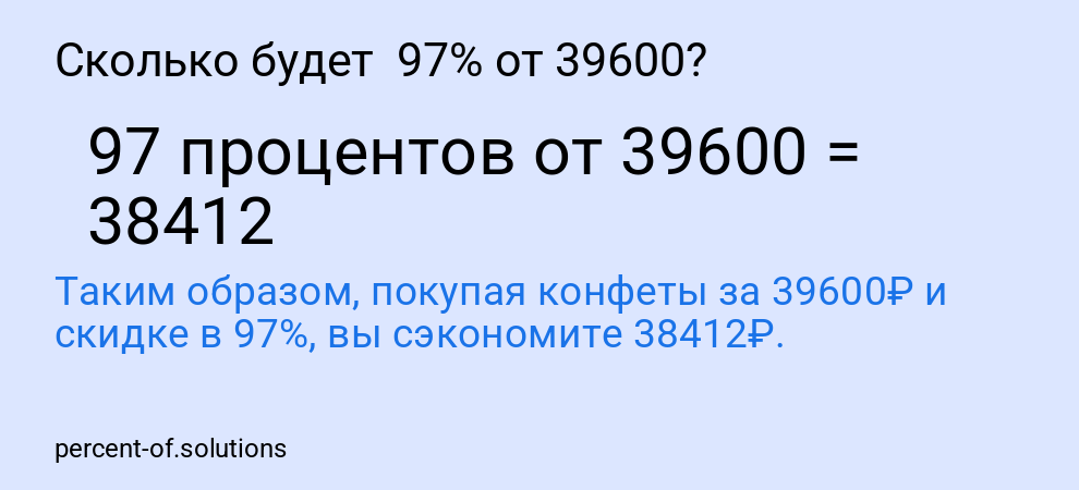 Сколько будет 97% от 39600?