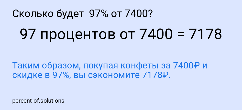 Сколько будет 97% от 7400?