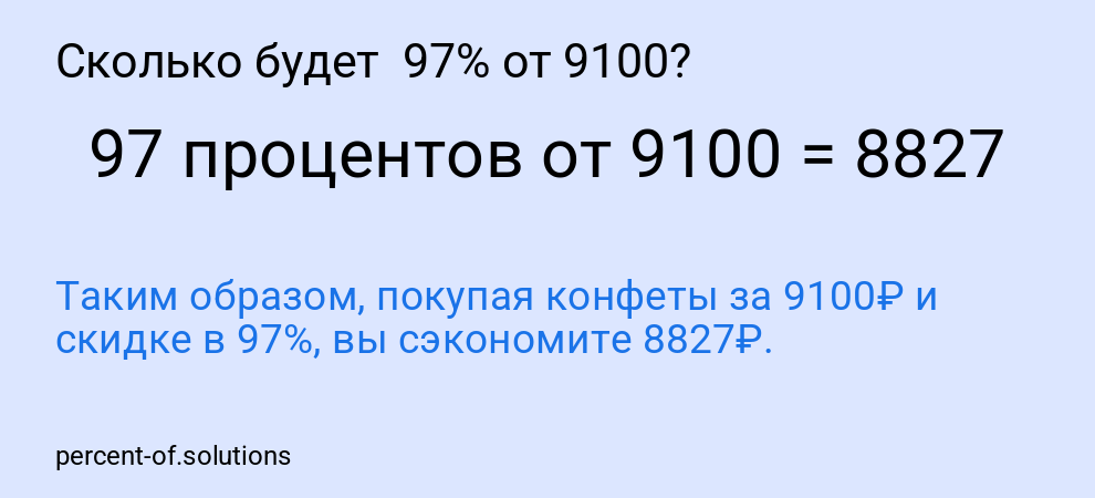 Сколько будет 97% от 9100?
