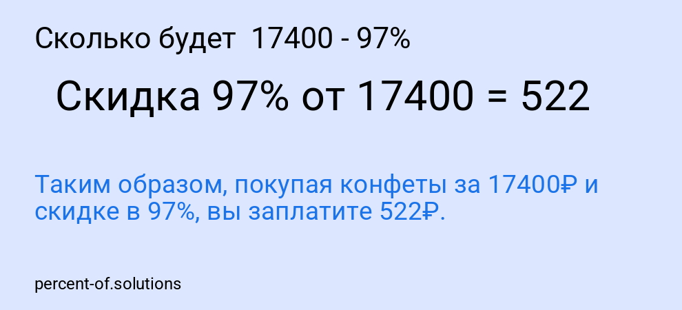 Сколько будет  17400 - 97%