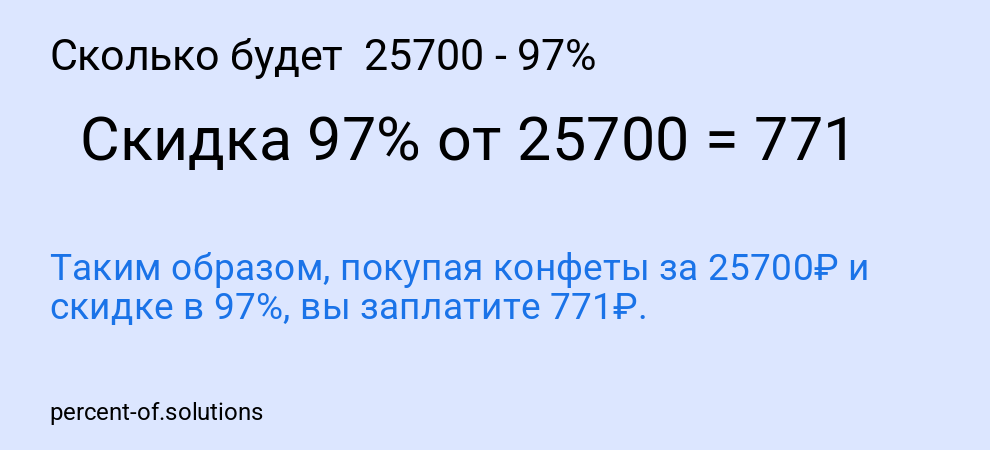 Сколько будет 25700 - 97%