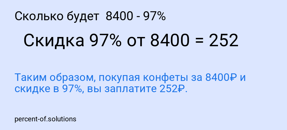 Сколько будет  8400 - 97%