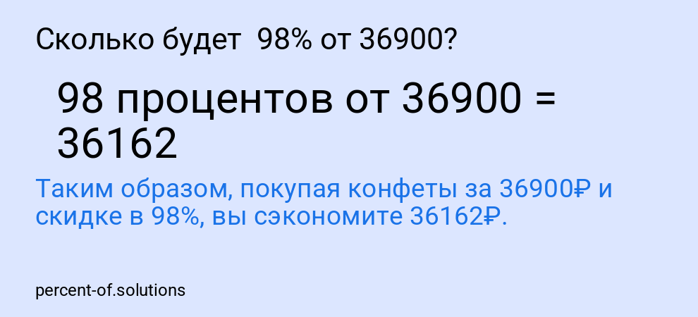 Сколько будет  98% от 36900?