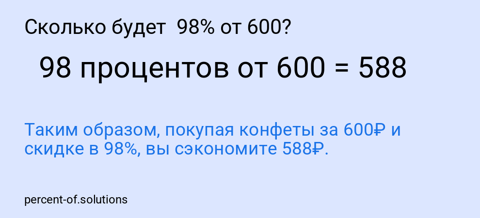 Сколько будет  98% от 600?