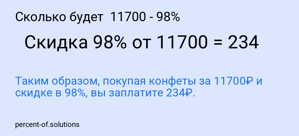 Сколько будет 11700 - 98%