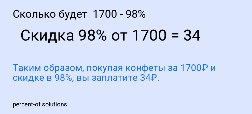 Сколько будет  1700 - 98%