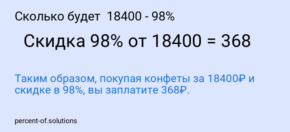 Сколько будет  18400 - 98%