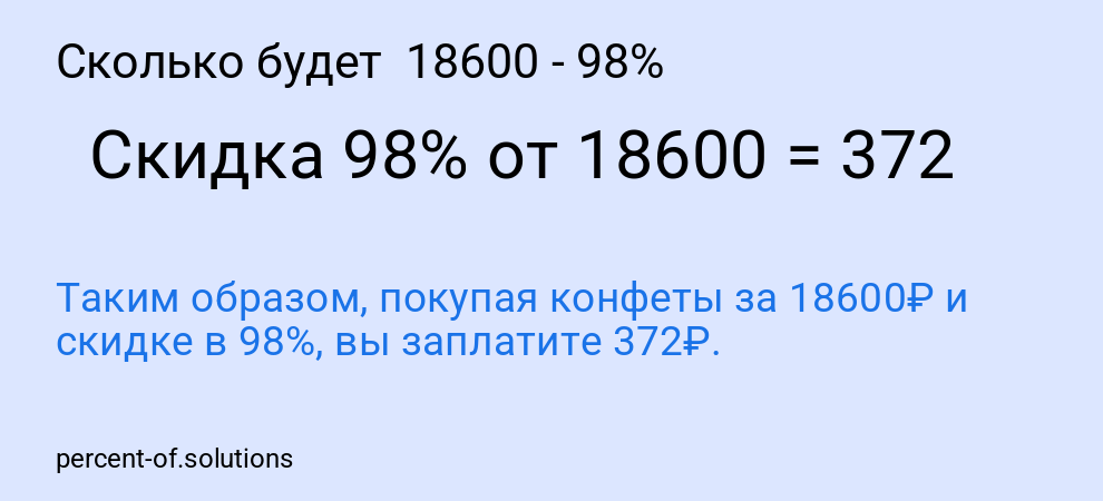 Сколько будет 18600 - 98%