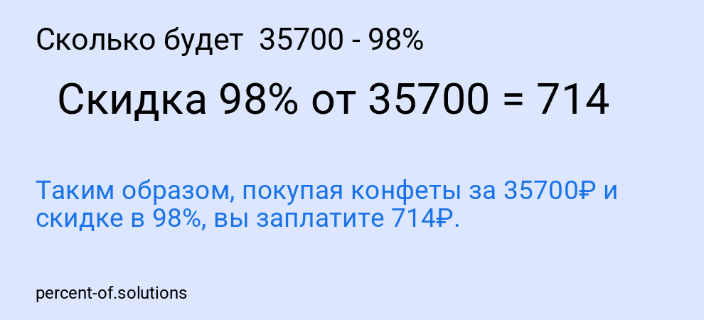 Сколько будет 35700 - 98%