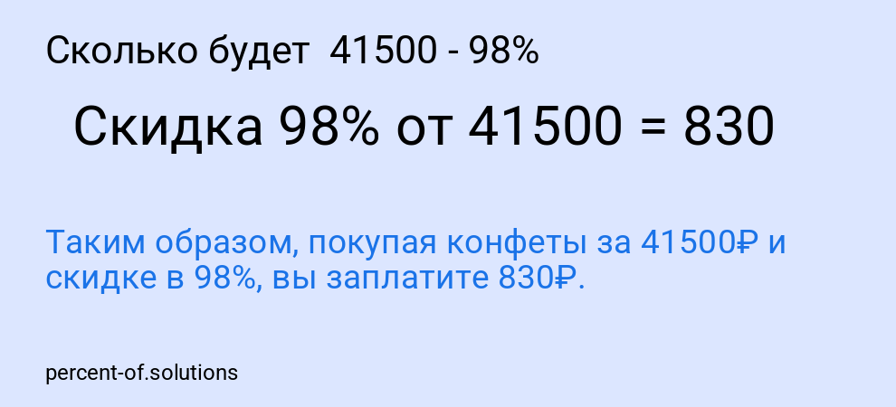 Сколько будет  41500 - 98%