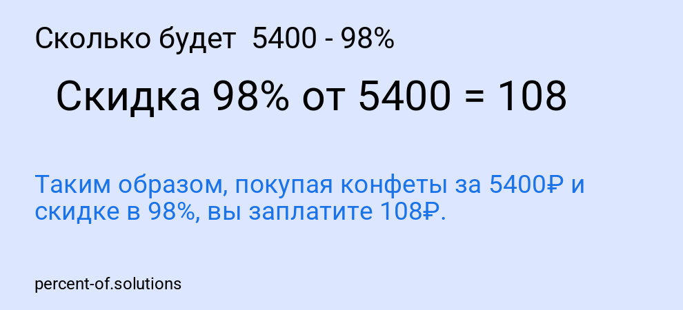 Сколько будет  5400 - 98%