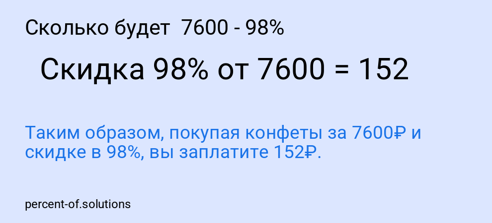 Сколько будет 7600 - 98%