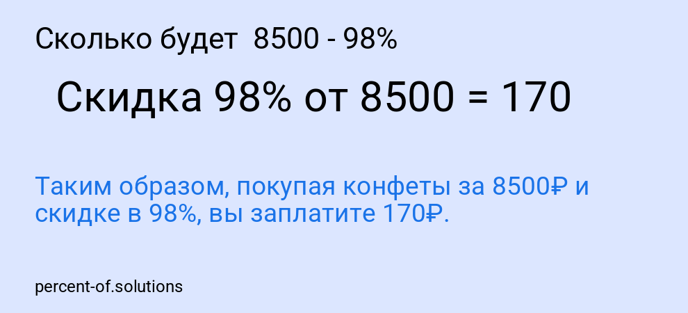 Сколько будет  8500 - 98%