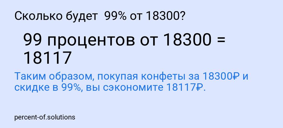 Сколько будет 99% от 18300?