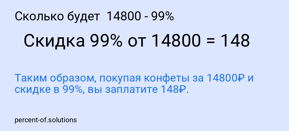 Сколько будет 14800 - 99%